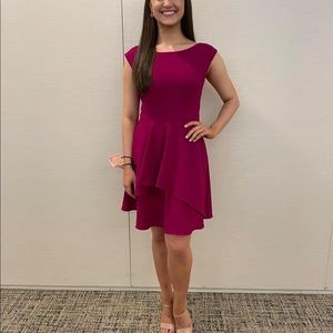 Tiered Eliza J Cap Sleeve Raspberry Dress